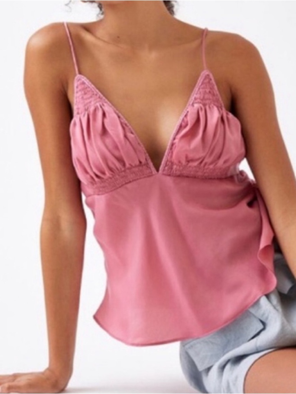 NWT Free People Pink Lyric Satin Cami Top in Size Large
